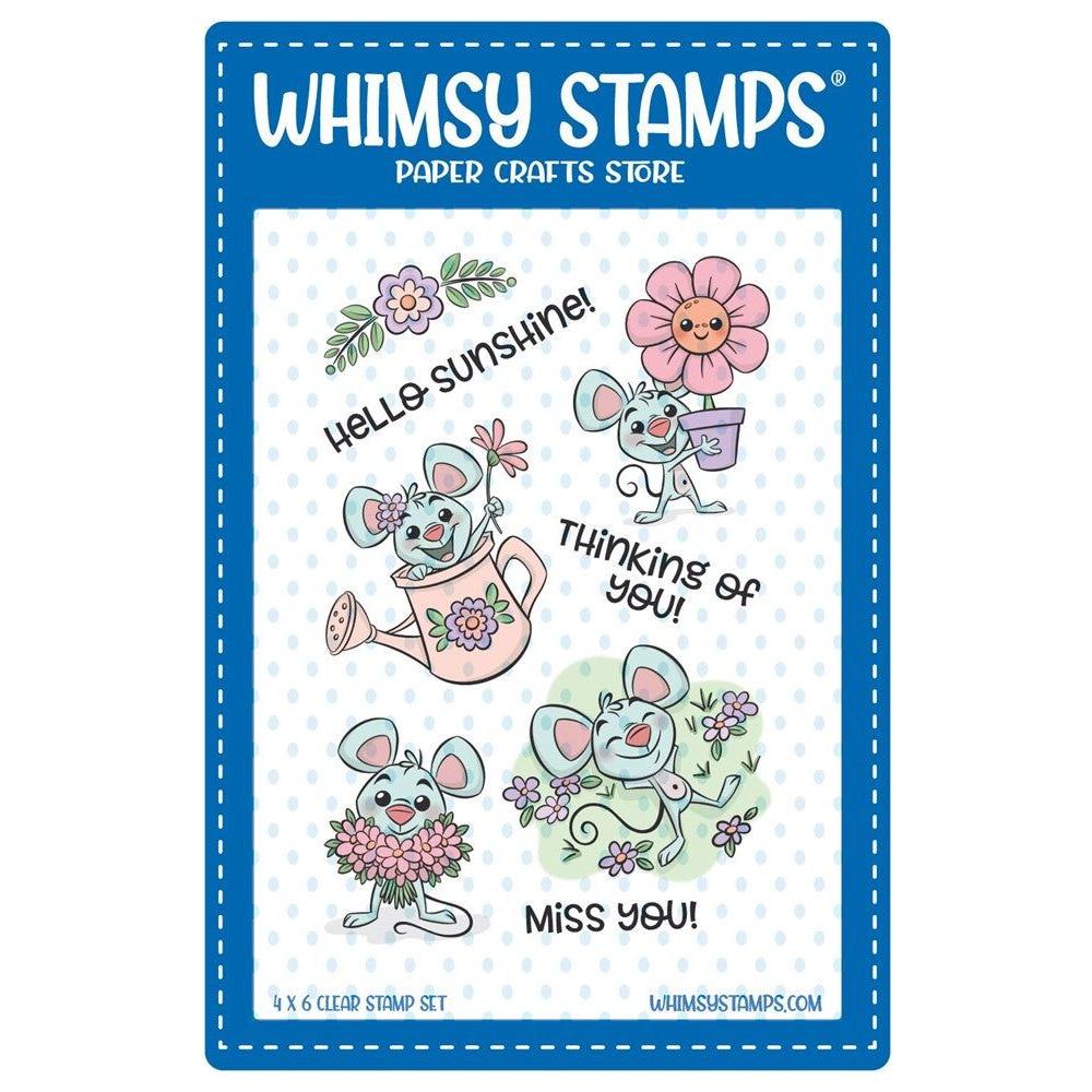 Whimsy Stamps Spring Gardening Mice Clear Stamps KHB171a