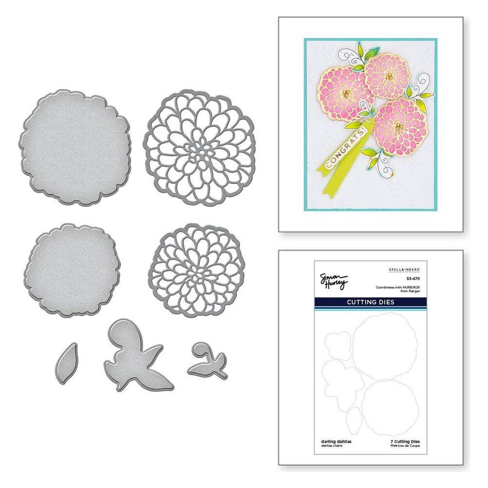 S3-455 Spellbinders Darling Dahlias Etched Dies example and detail