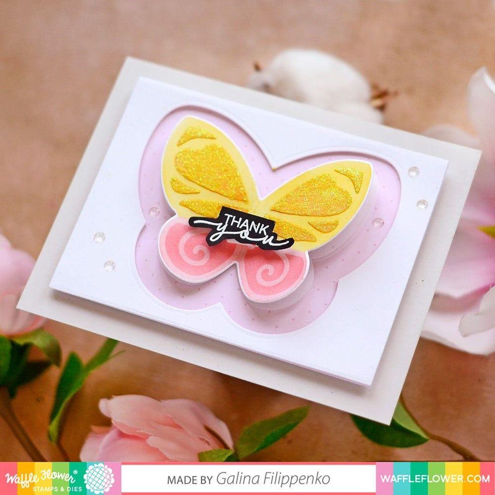 Waffle Flower Fluttering By Clear Stamp and Die Set WFC1311 Thank You