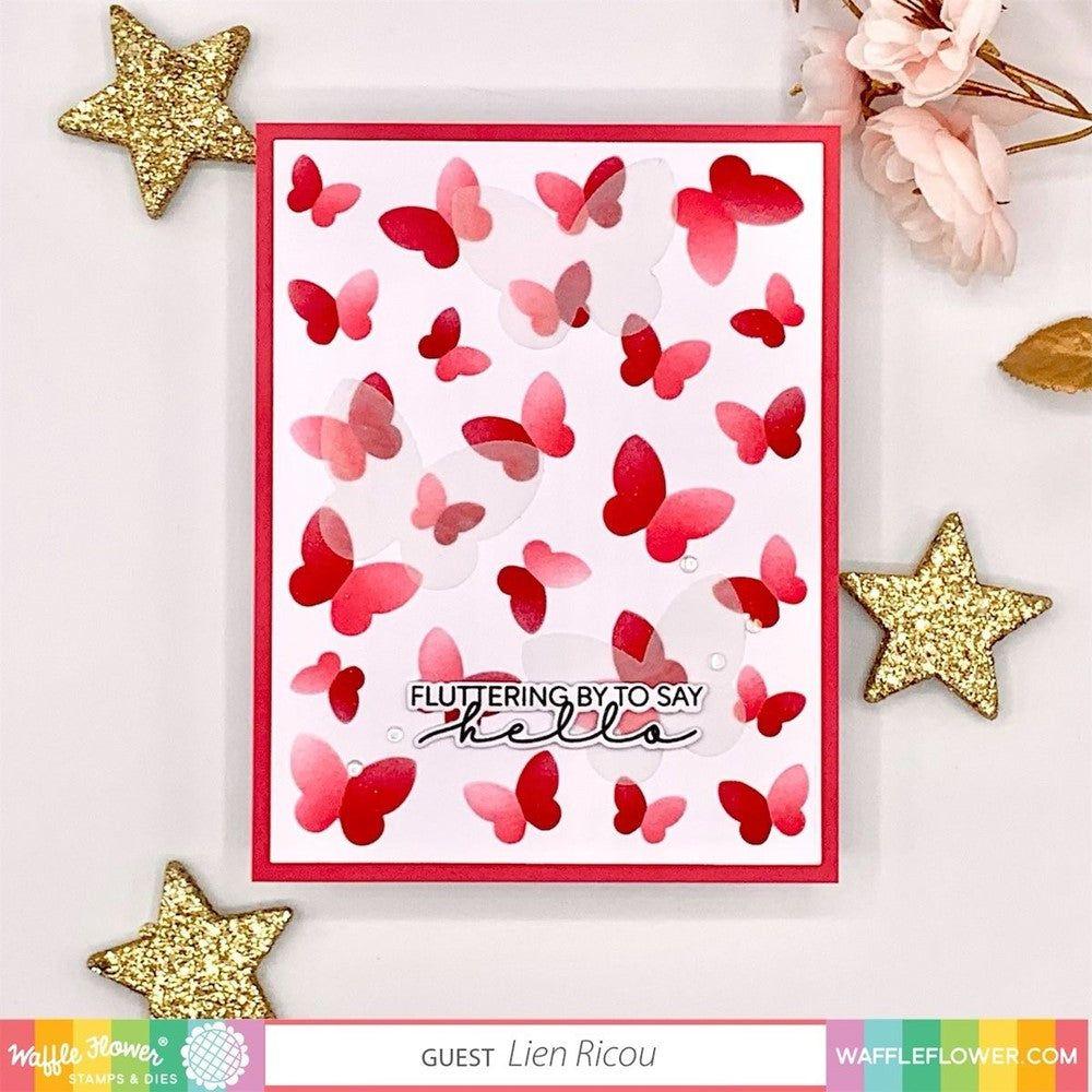 Waffle Flower Duo Tone Butterfly Stencil Set 421328 red