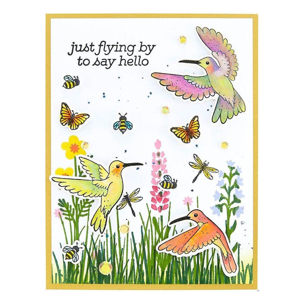 SDS-183 Spellbinders Hummingbird Build a Scene Stamp and Die Set hello