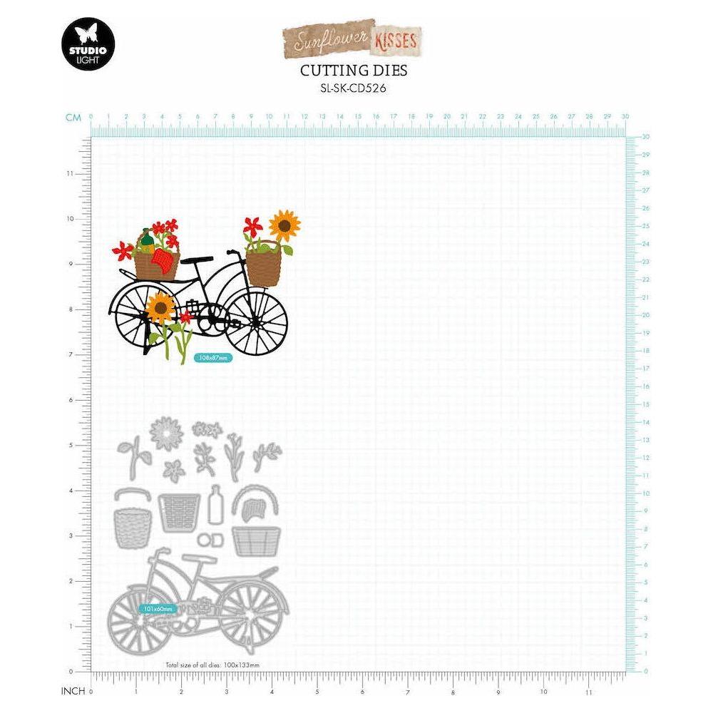 Studio Light Sunflower Bicycle Dies Sunflower Kisses Collection slskcd526 sizing