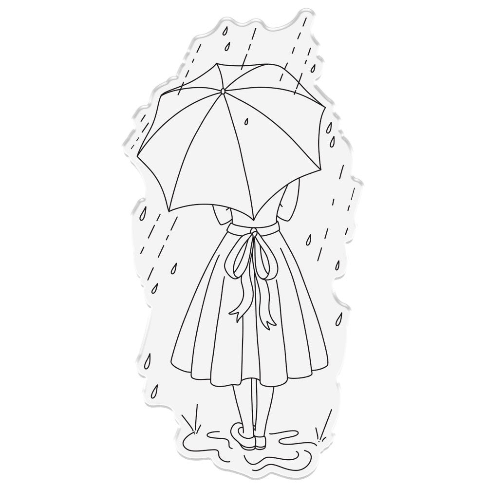 Crafter's Companion Colour Your World Craft Kit cyw-craftkit Girl in Rain Stamp