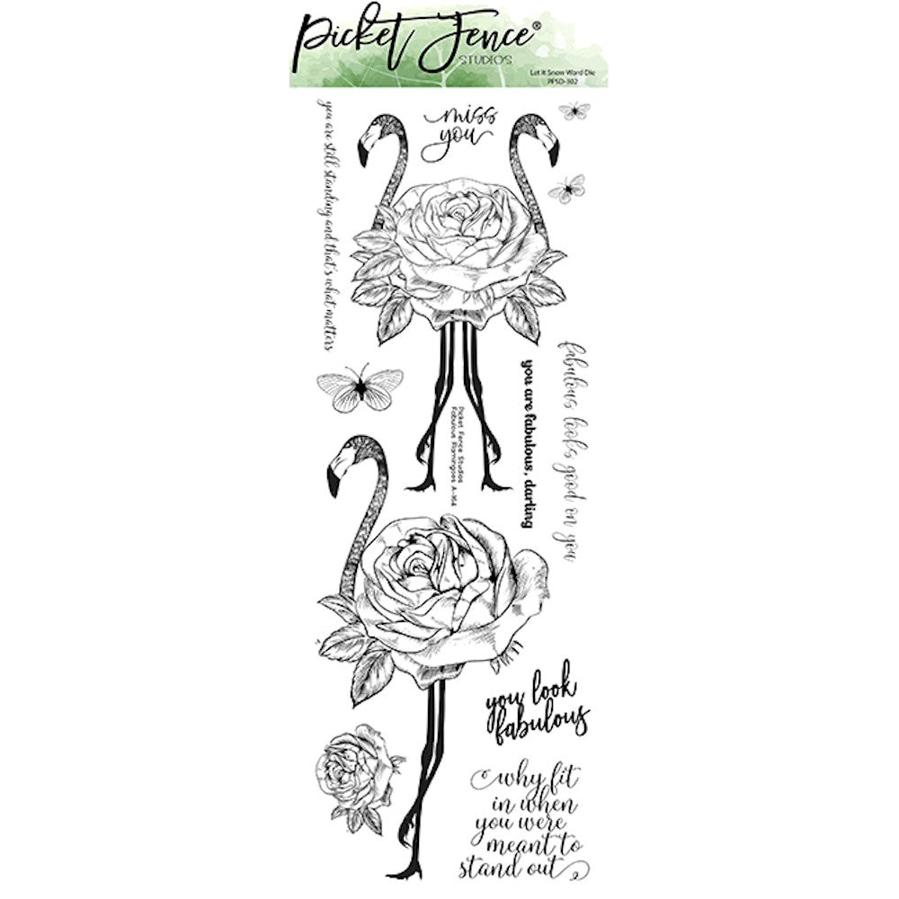 Picket Fence Studios Fabulous Flamingoes Clear Stamps a164