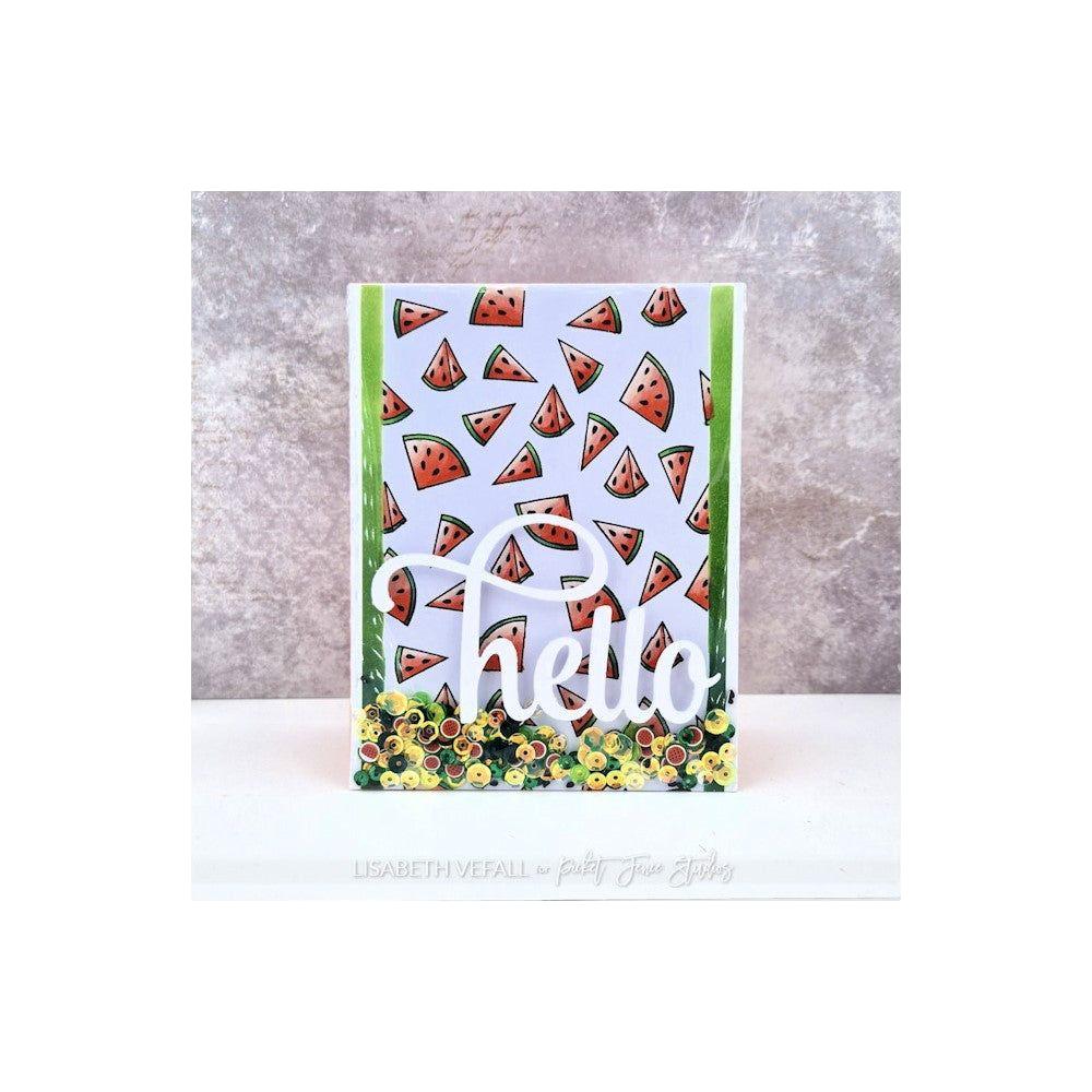 Picket Fence Studios Watermelon Nectar Clear Stamp bb214 hello