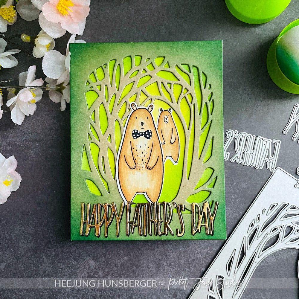 Picket Fence Studios Happy Father's Day Word Dies pfsd339 bears