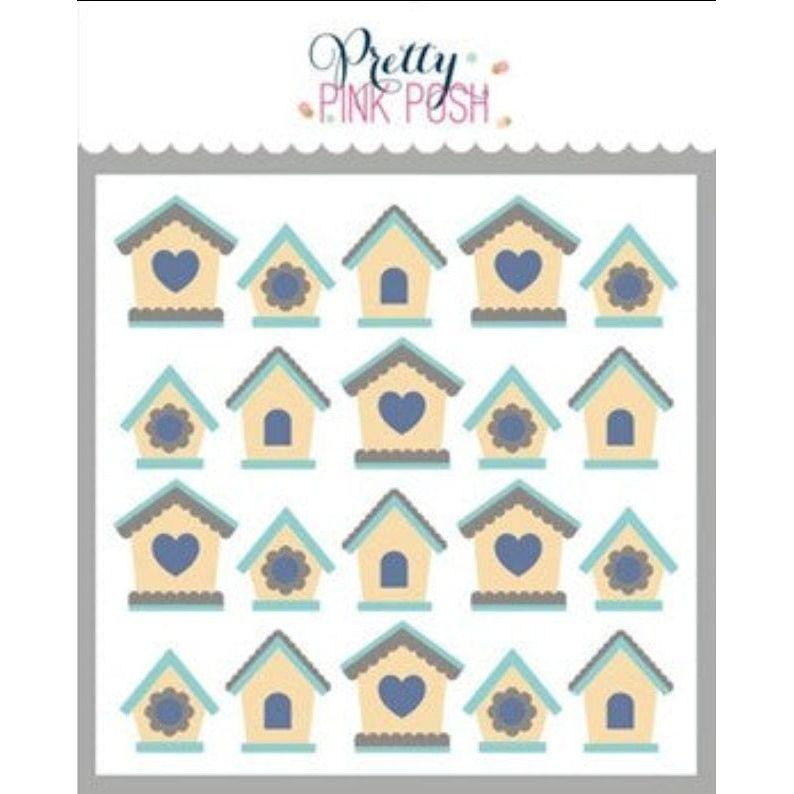 Pretty Pink Posh Layered Birdhouses Stencils color detail