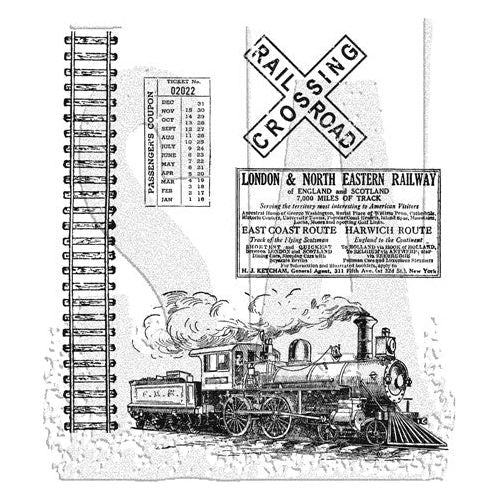 Simon Says Stamp! Tim Holtz Cling Rubber Stamps ON THE RAILROAD cms127