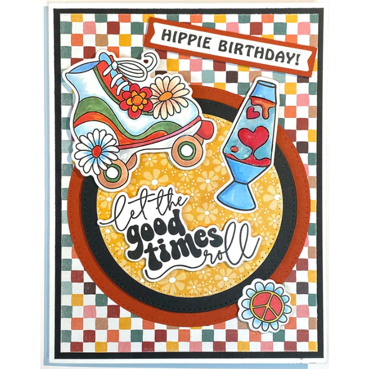 Dare 2B Artzy Good Times Roll Clear Stamp Set 23376 - Hippie Birthday