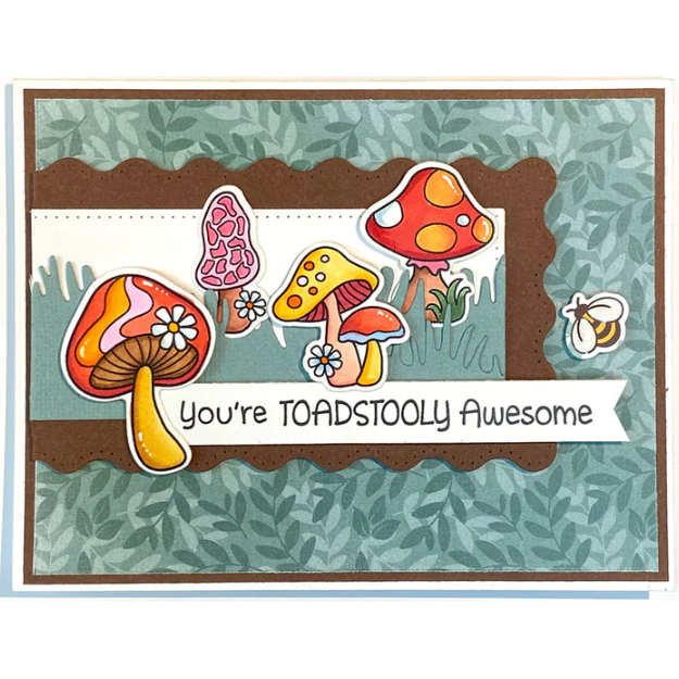 Dare 2B Artzy Mushroom Messages Clear Stamp Set 23378 - Toadstolly Awesome