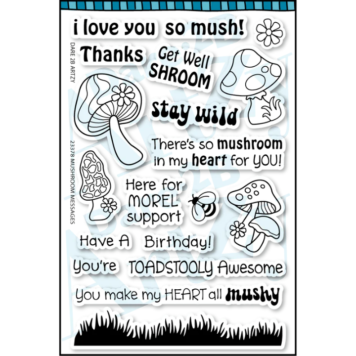 Dare 2B Artzy Mushroom Messages Clear Stamp Set 23378