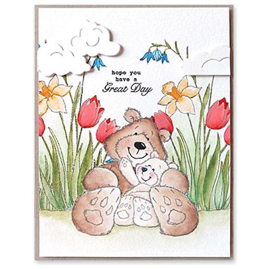 Penny Black Clear Stamps Daddy Bear 30-957 Tulips