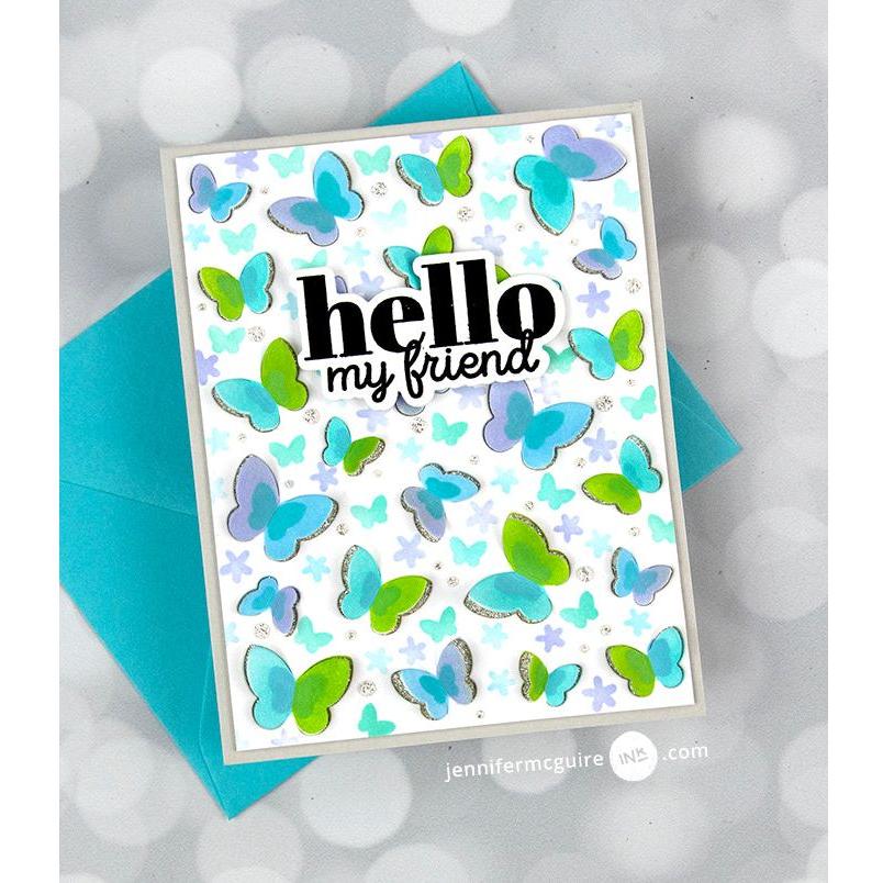 Waffle Flower Duo Tone Butterfly Stencil Set 421328 hello my friend | color-code:ALT01