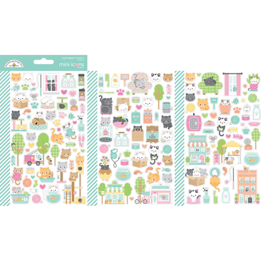 Doodlebug Pretty Kitty Mini Icons Cardstock Stickers 7613