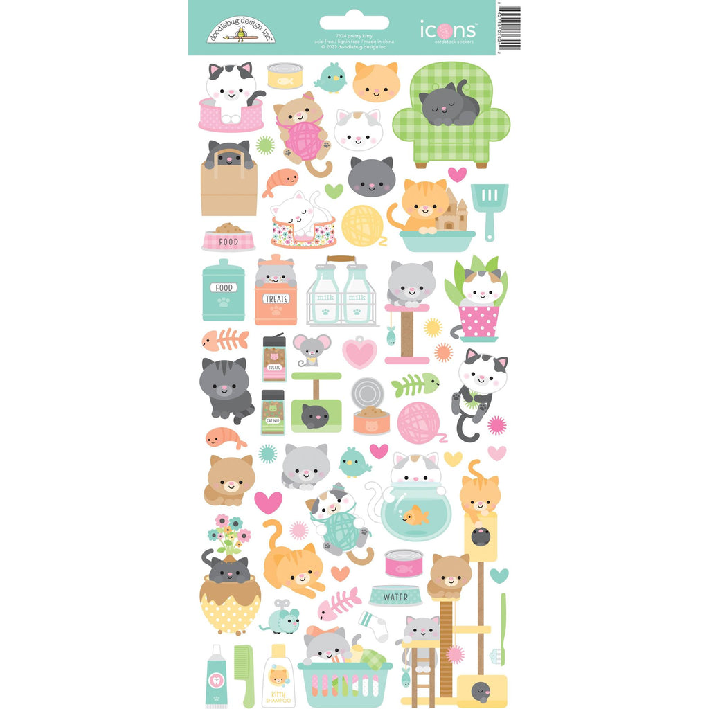 Doodlebug Pretty Kitty Cardstock Stickers 7624