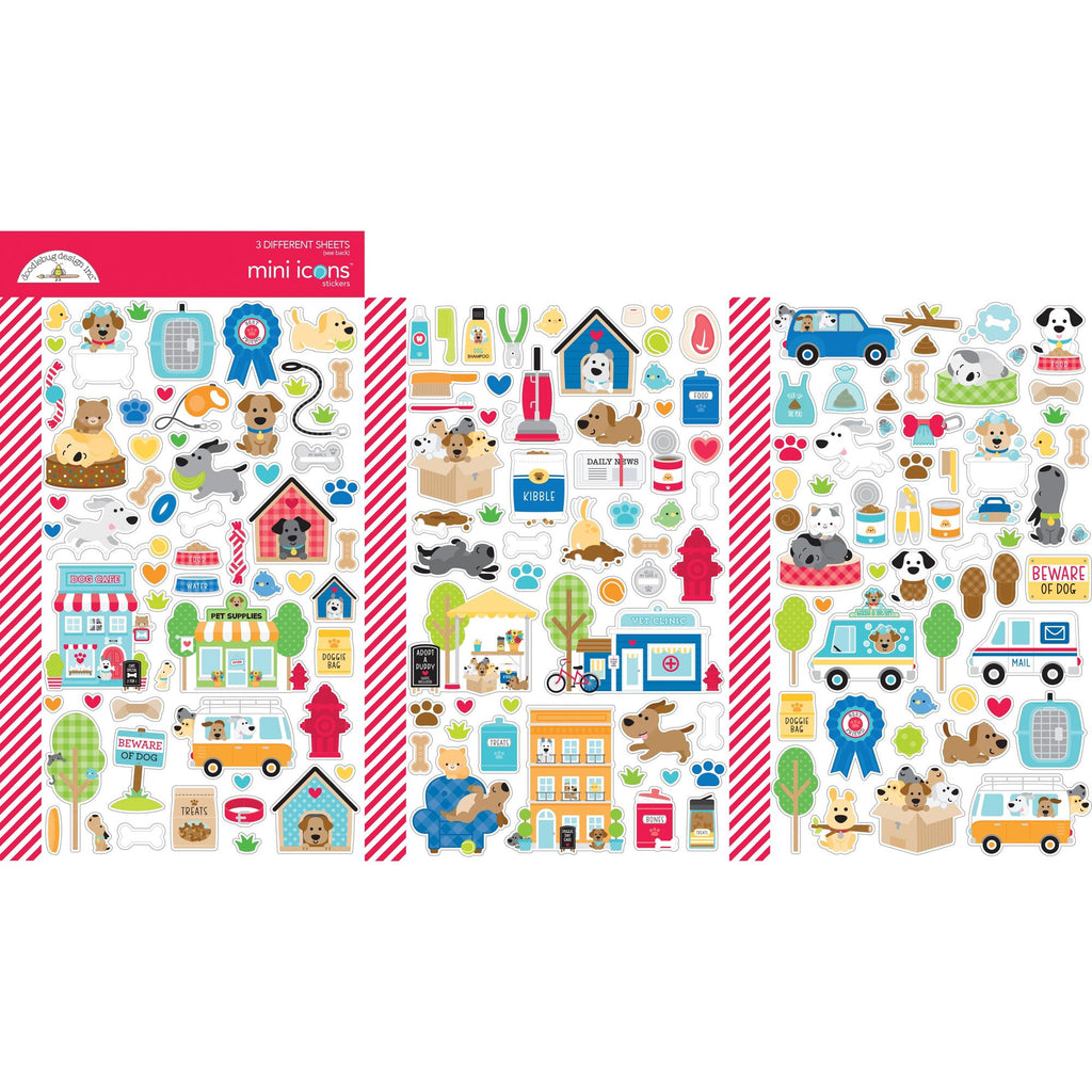 Doodlebug Doggone Cute Mini Icons Cardstock Stickers 7659