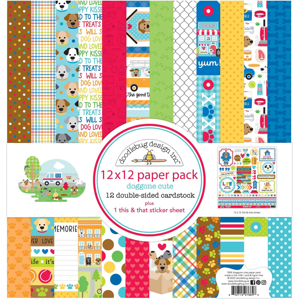 Doodlebug Doggone Cute 12x12 Inch Paper Pack 7684