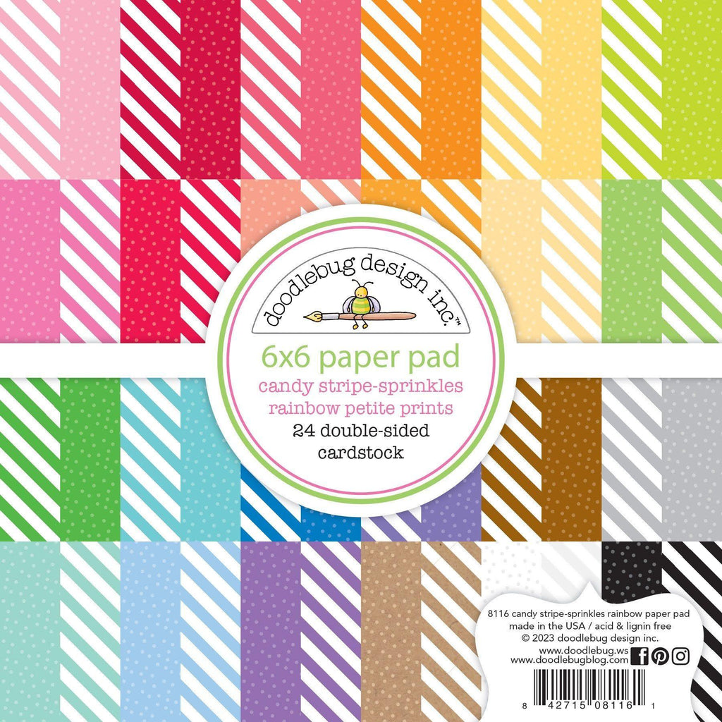 Doodlebug Candy Stripe-Sprinkles 6x6 Inch Paper Pad 8116