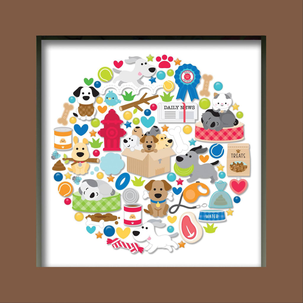 Doodlebug Doggone Cute Shadowbox Kit 8131 Sample in Frame