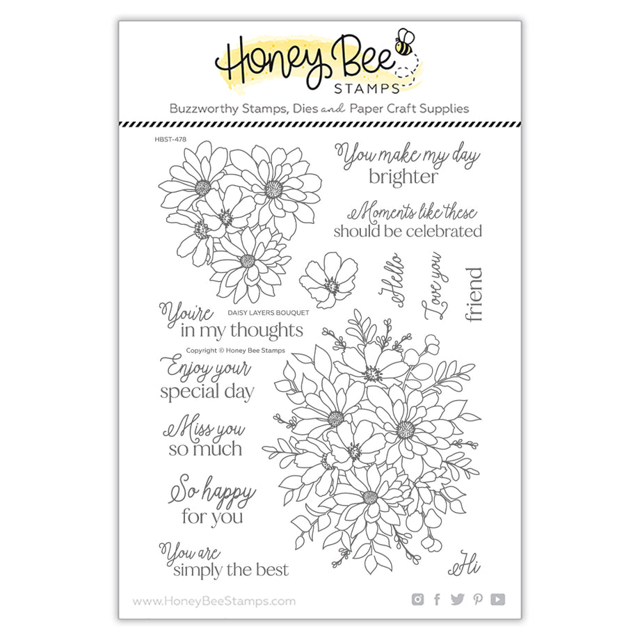 Honey Bee Daisy Layers Bouquet Clear Stamp Set hbst-478 – Simon