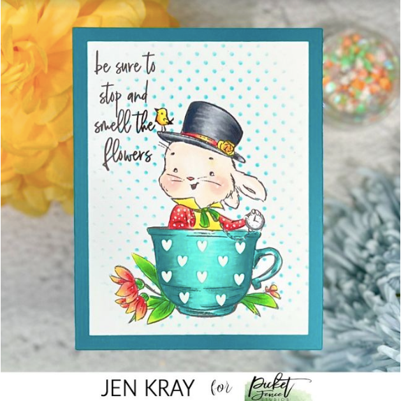 Picket Fence Studios Peter Bunny And Friends Clear Stamps a173 smell the flowers