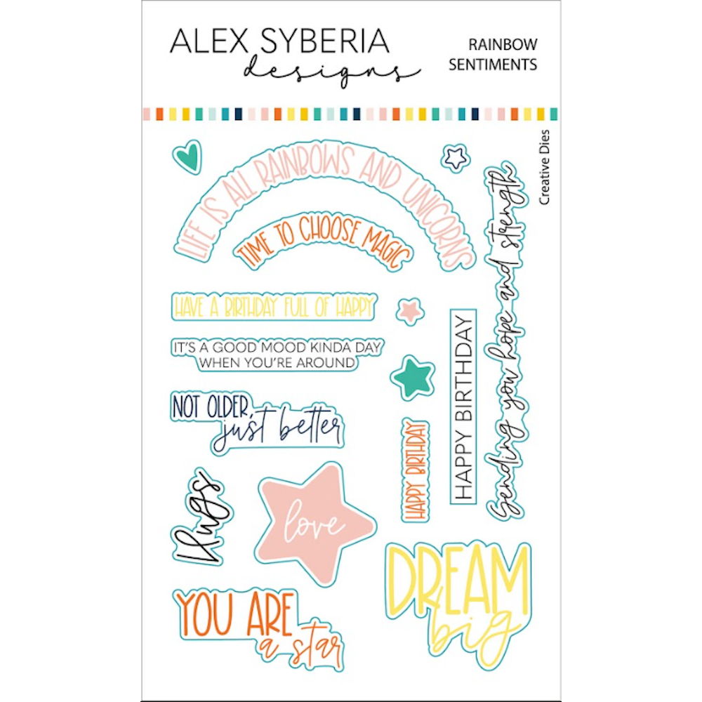 Alex Syberia Designs Rainbow Sentiments Die Set asdcd60