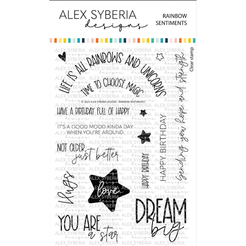 Alex Syberia Designs Rainbow Sentiments Clear Stamp Set asdsta60