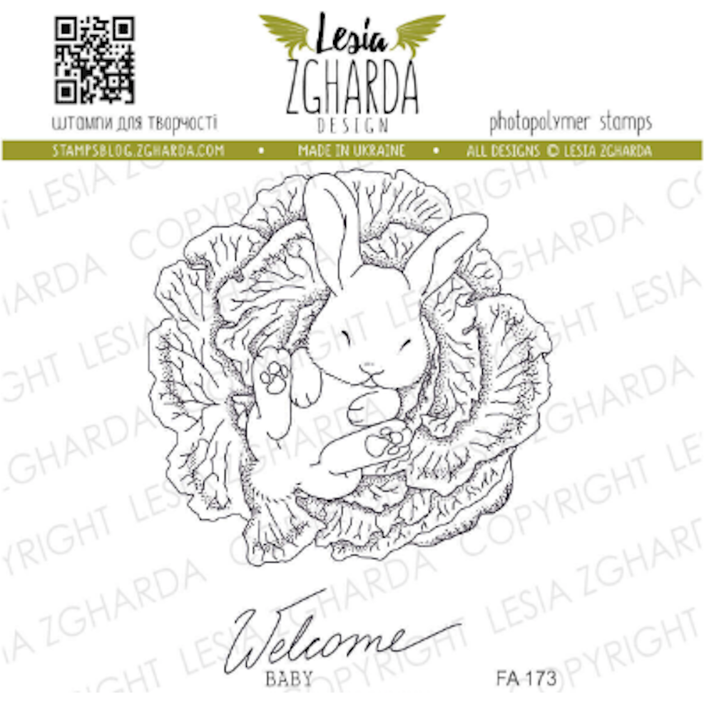 Lesia Zgharda Bunny in the Cabbage Clear Stamp fa173