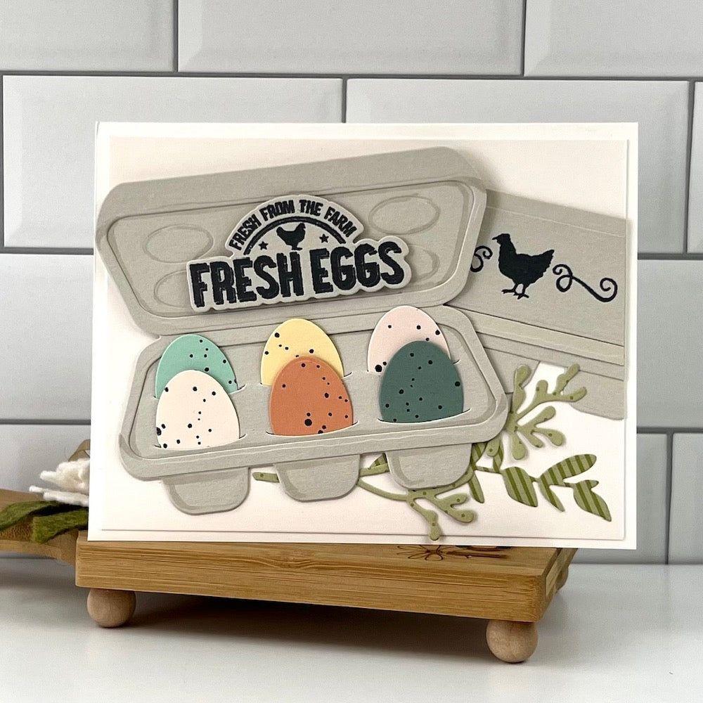 Honey Bee Egg Crate Dies hbds-eggct Farm Fresh Eggs Card