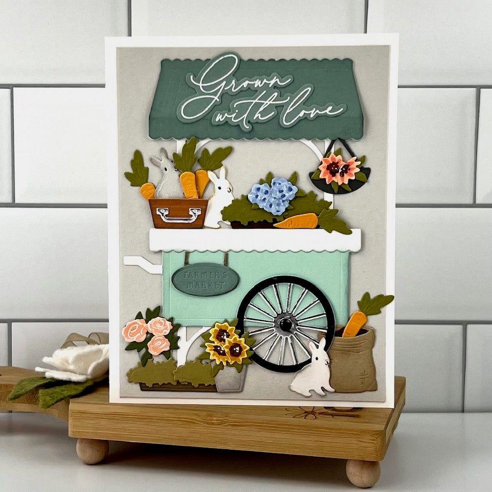 Honey Bee Farmer's Market Cart Dies hbds-farmc Grown With Love Card