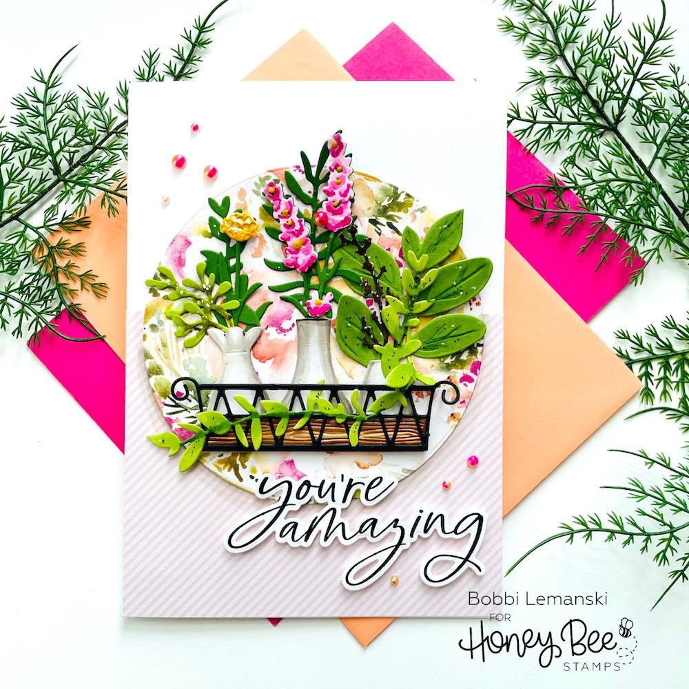 Honey Bee Lovely Layers Spring Greenery Dies hbds-llspg You're Amazing Card