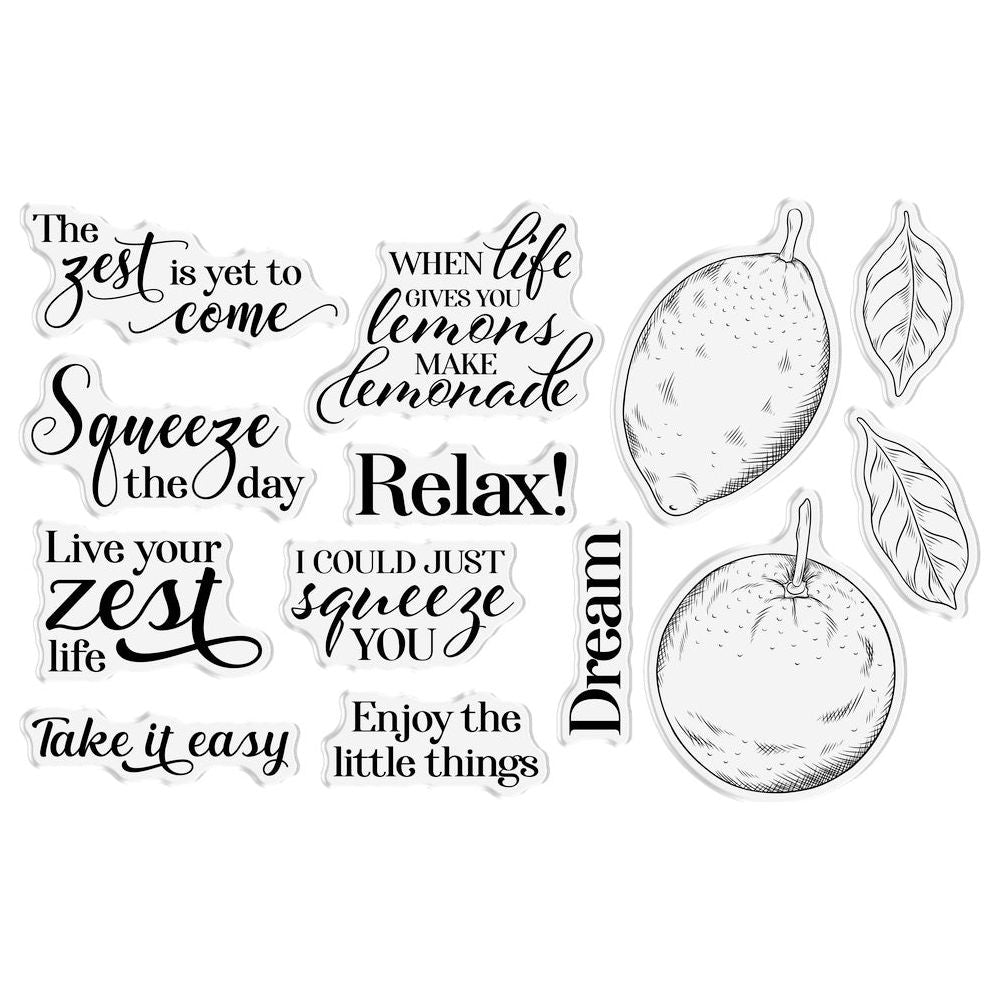 Crafter's Companion Live Your Zest Life Stamp And Die Set med-std-lyzl clear stamp images