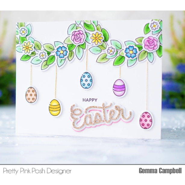 Pretty Pink Posh Leafy Spring Wreath Clear Stamps easter