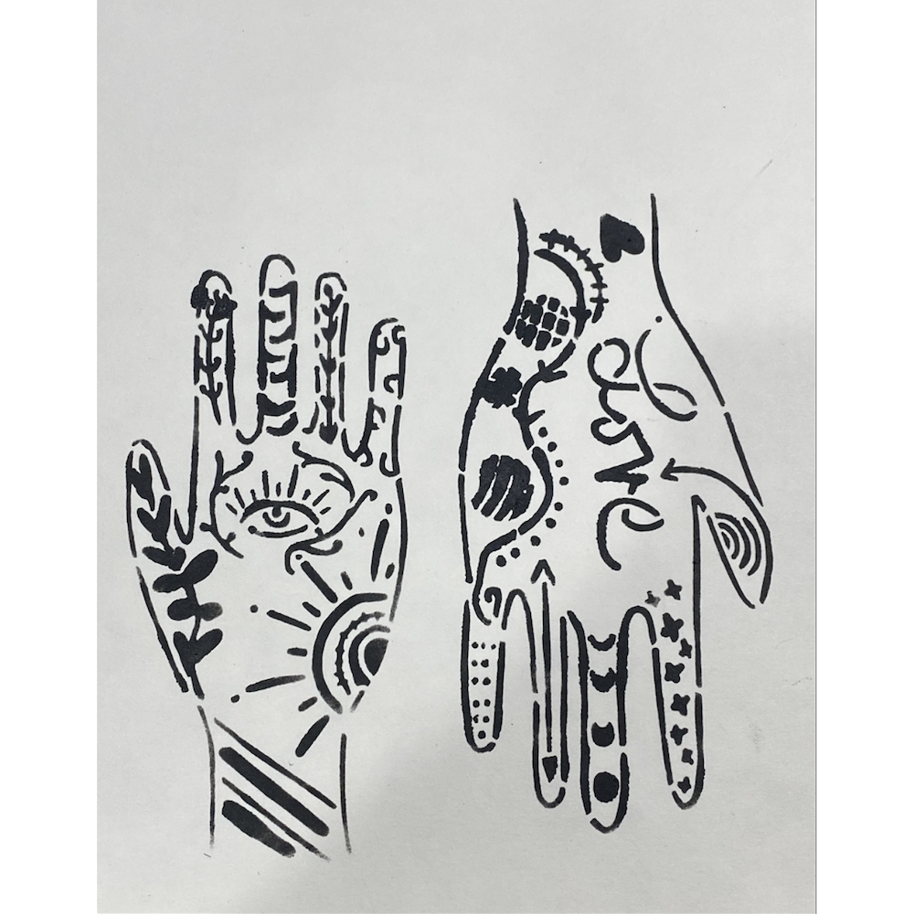 StencilGirl INKED HANDS Stencil s938 Love