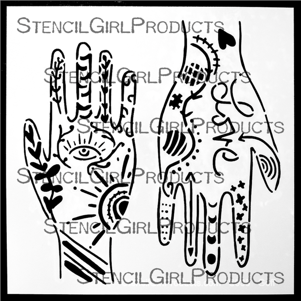 StencilGirl INKED HANDS Stencil s938