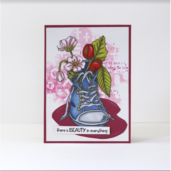 Carabelle Studio ONE FOOT IN THE FLOWERS A6 Cling Stamp sa60644 there is beauty in everything