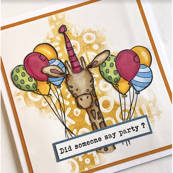 Carabelle Studio PATCHED BALLOONS A7 Cling Stamps sa70191 giraffe