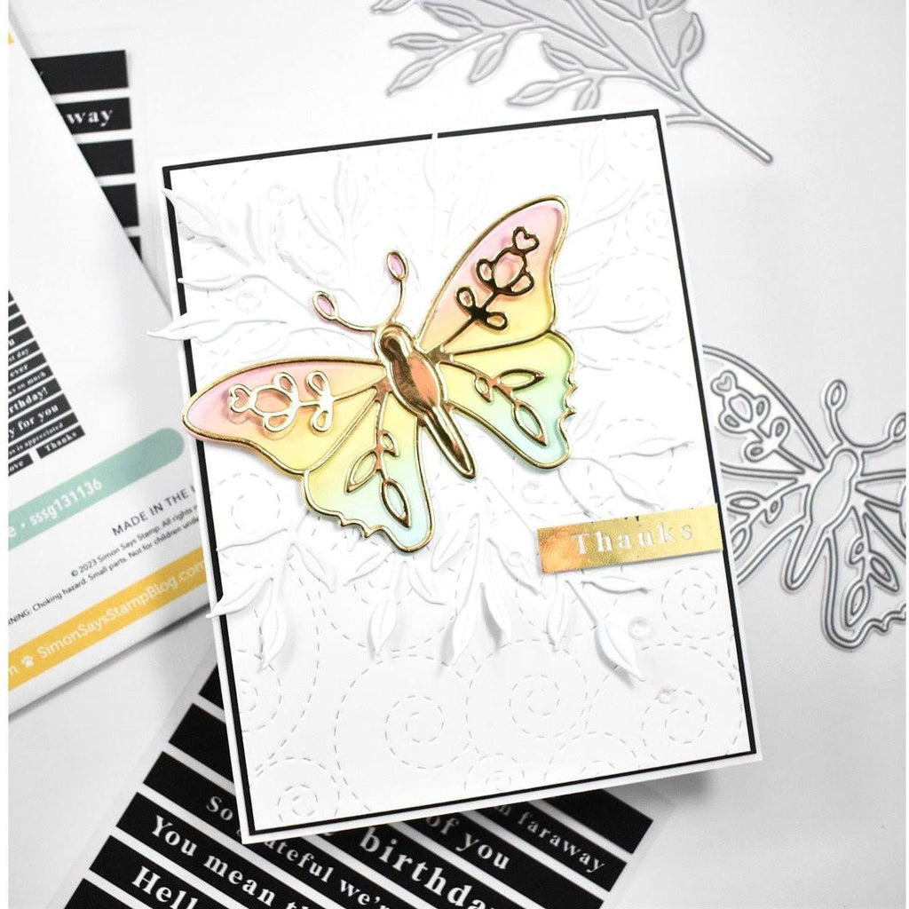 Simon Says Stamp Rose Winged Butterfly Wafer Die sssd112825 Butterfly Thanks Card | color-code:ALT06