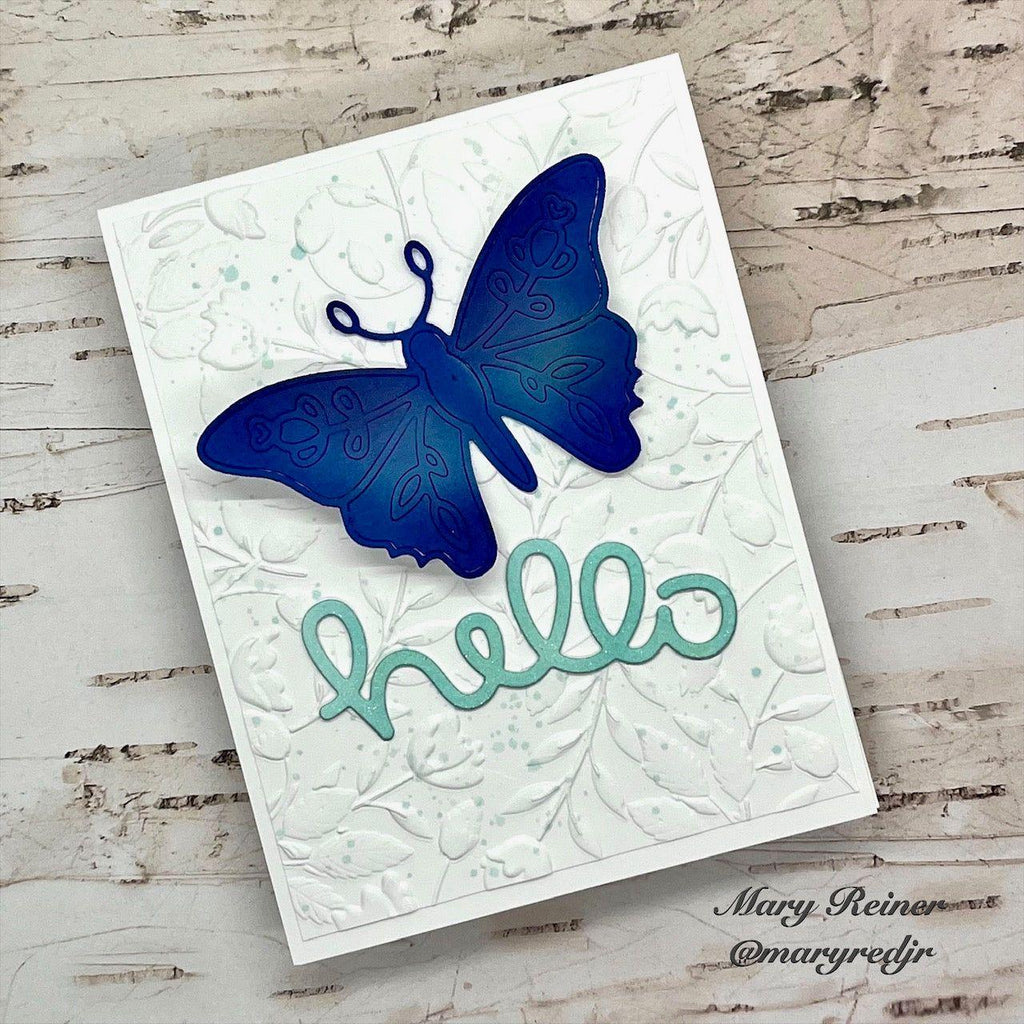 Simon Says Stamp Rose Winged Butterfly Wafer Die sssd112825 Butterfly Hello Card | color-code:ALT14