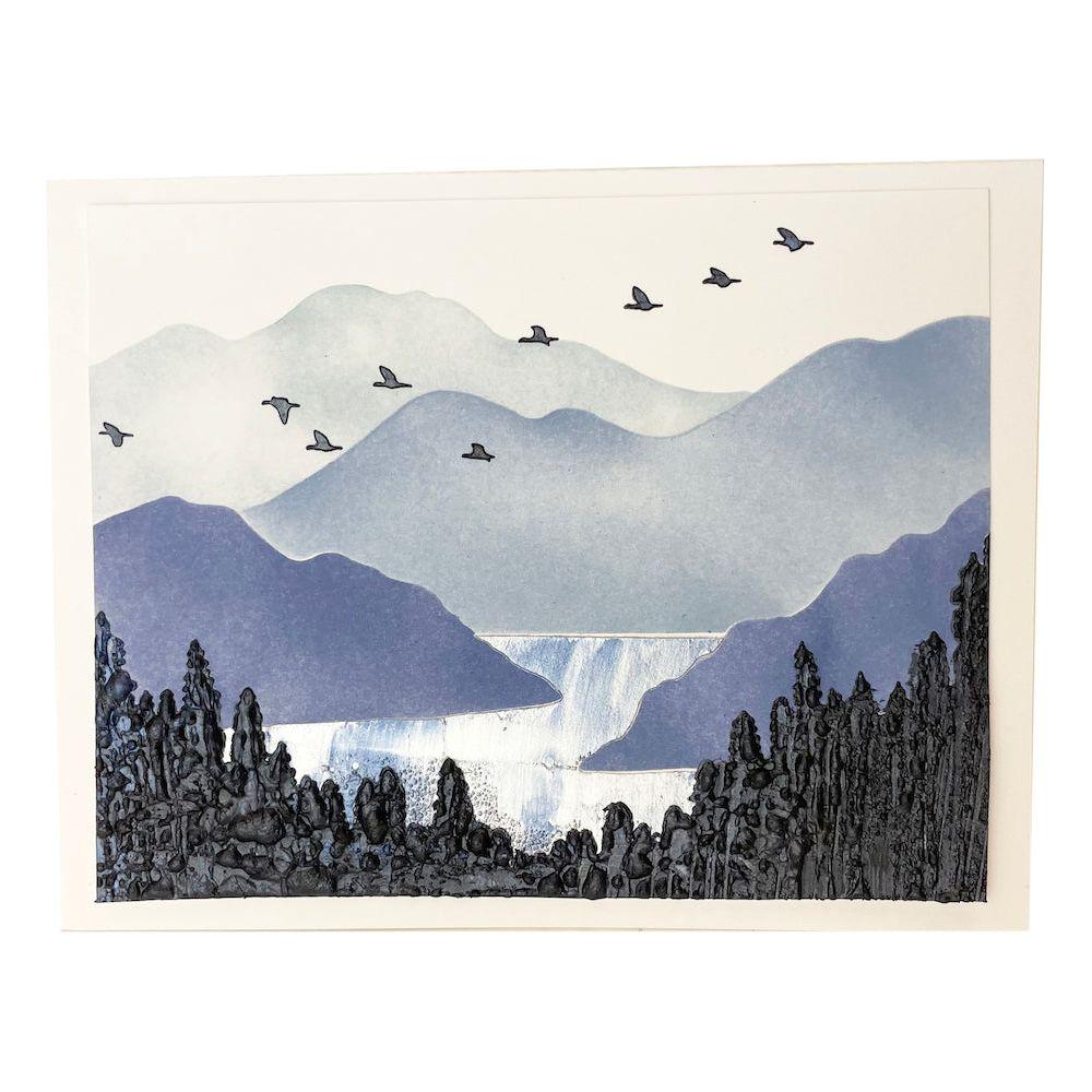 The Crafter's Workshop A2 Layered Mountain Scene Stencil tcw6026 birds