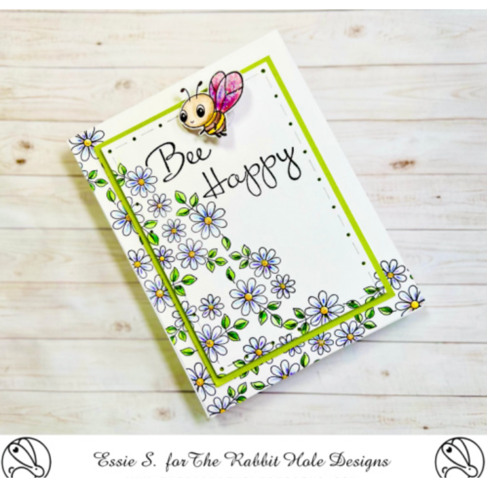 The Rabbit Hole Designs Twisted Daisy Chain Clear Stamps TRH-192 bee happy