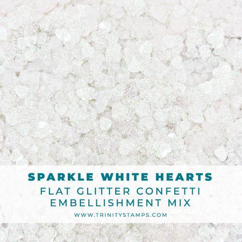 Trinity Stamps Sparkle White Hearts Flat Confetti Embellishment Box tsb-393