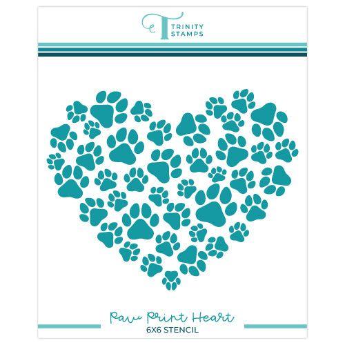 Trinity Stamps Paw Print Heart 6 x 6 Stencil tss-068